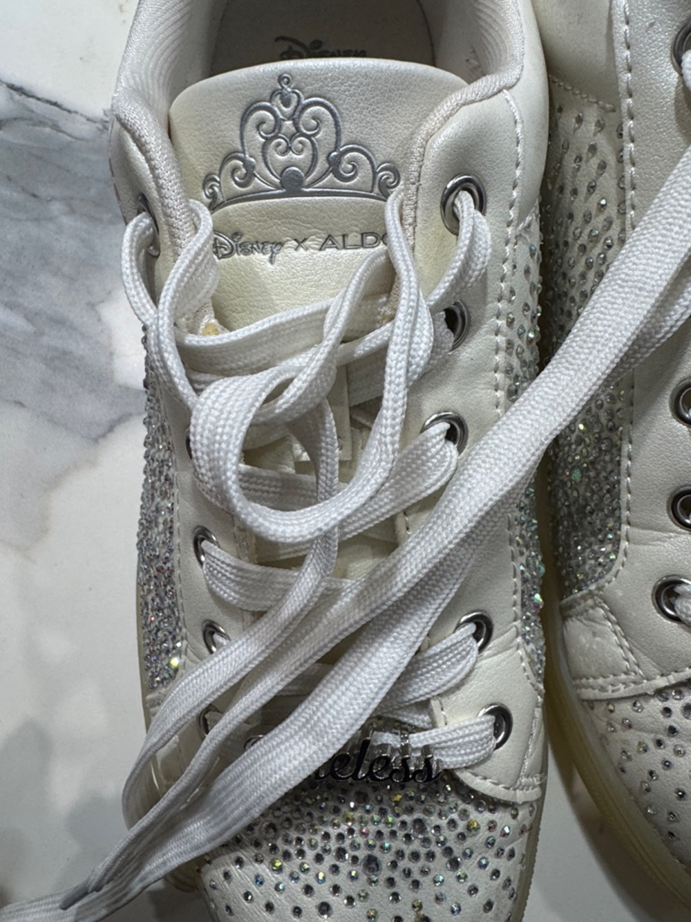Disney x ALDO White Rhinestone Sneakers